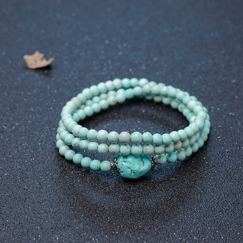 5mm天然湖北中瓷铁线绿松石配链-红掌柜