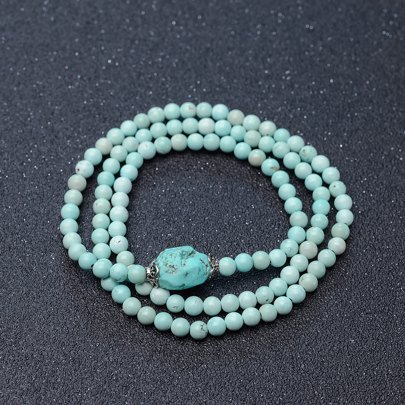 5mm天然中瓷铁线浅蓝绿松石配链-红掌柜