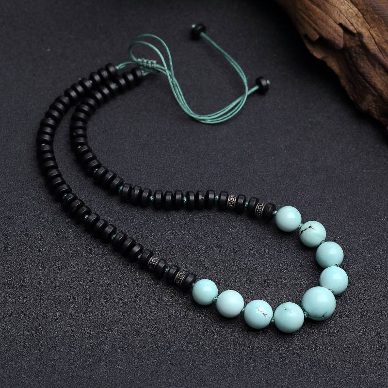 高瓷铁线浅蓝绿松石项链 - 红掌柜