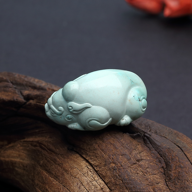 中高瓷铁线蓝绿绿松石貔貅吊坠 - 红掌柜