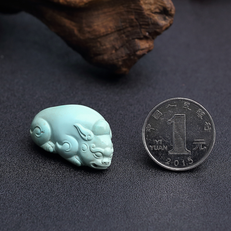 天然中高瓷铁线绿松石貔貅吊坠 - 红掌柜