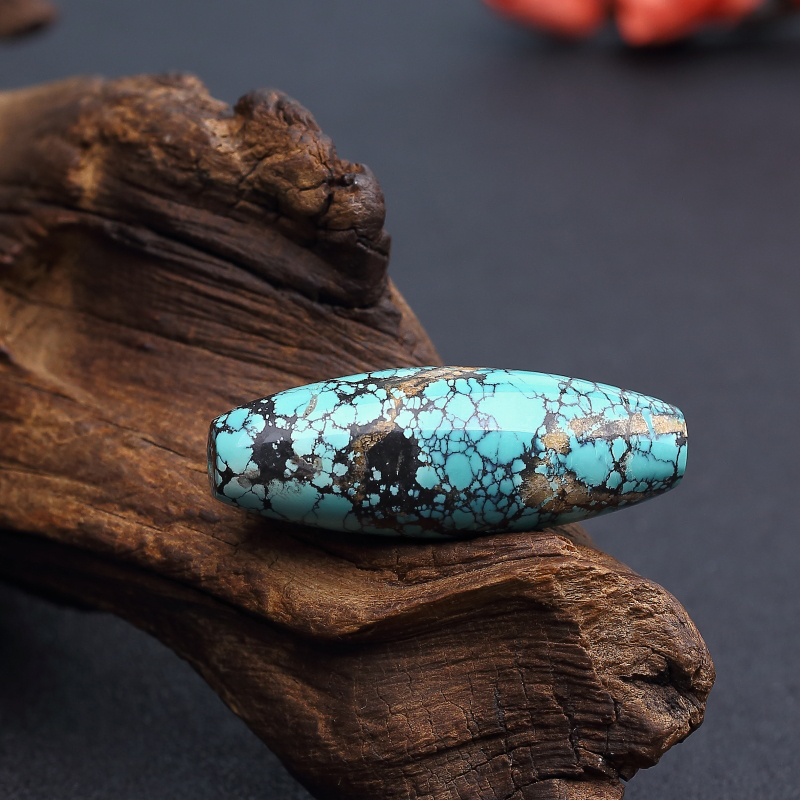 湖北高瓷蓝绿绿松石天珠型桶珠 - 红掌柜