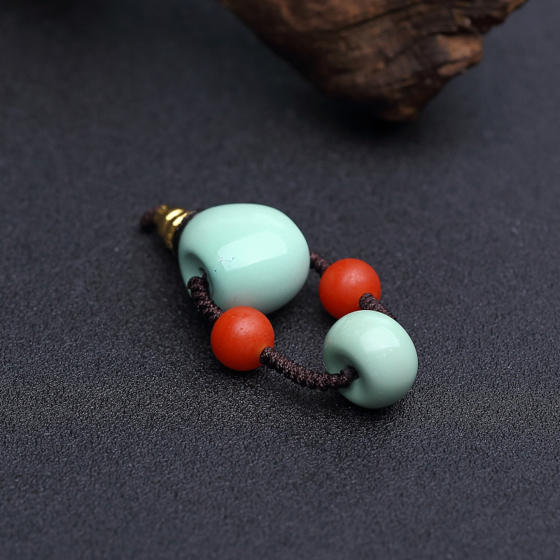 湖北天然中高瓷浅蓝绿松石三通 - 红掌柜