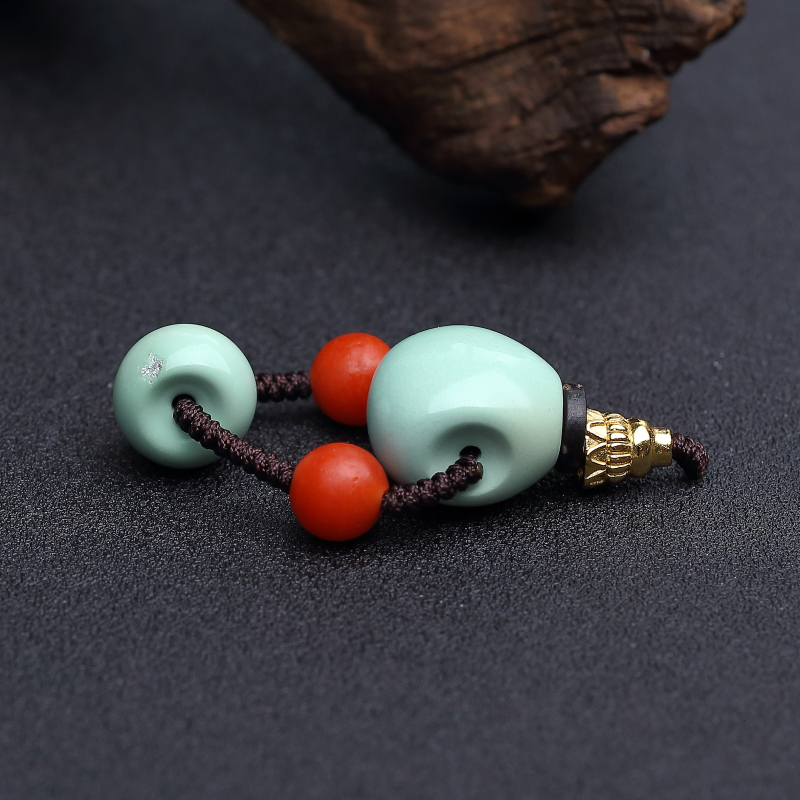 湖北中高瓷铁线浅蓝绿松石三通 - 红掌柜