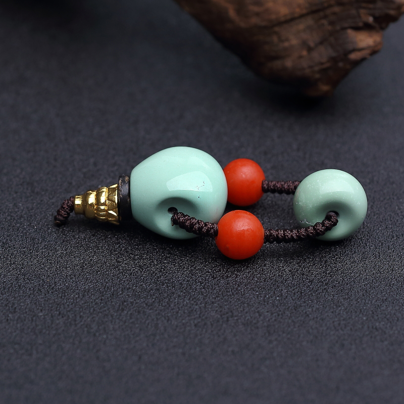 湖北中高瓷浅蓝绿松石三通 - 红掌柜