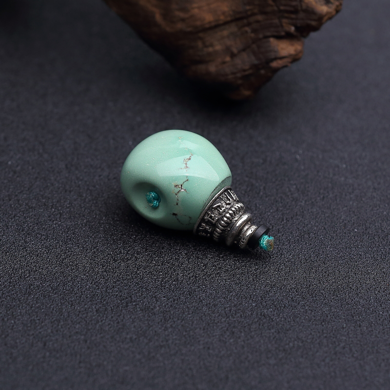 湖北高瓷铁线蓝绿绿松石三通 - 红掌柜