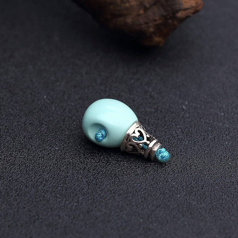 天然高瓷铁线蓝绿绿松石三通 - 红掌柜