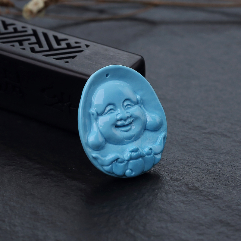 原矿美松弥勒佛吊坠-红掌柜