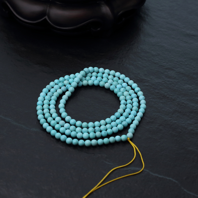 湖北中高瓷铁线蓝绿松石珠链-红掌柜