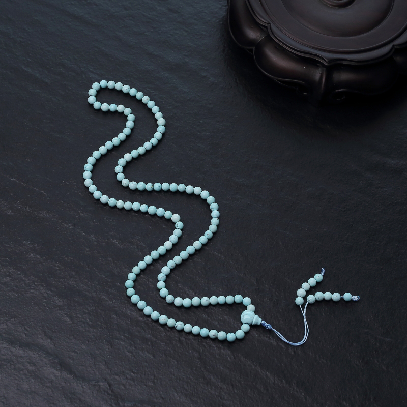 湖北天然中高瓷铁线浅蓝绿松石长链-红掌柜