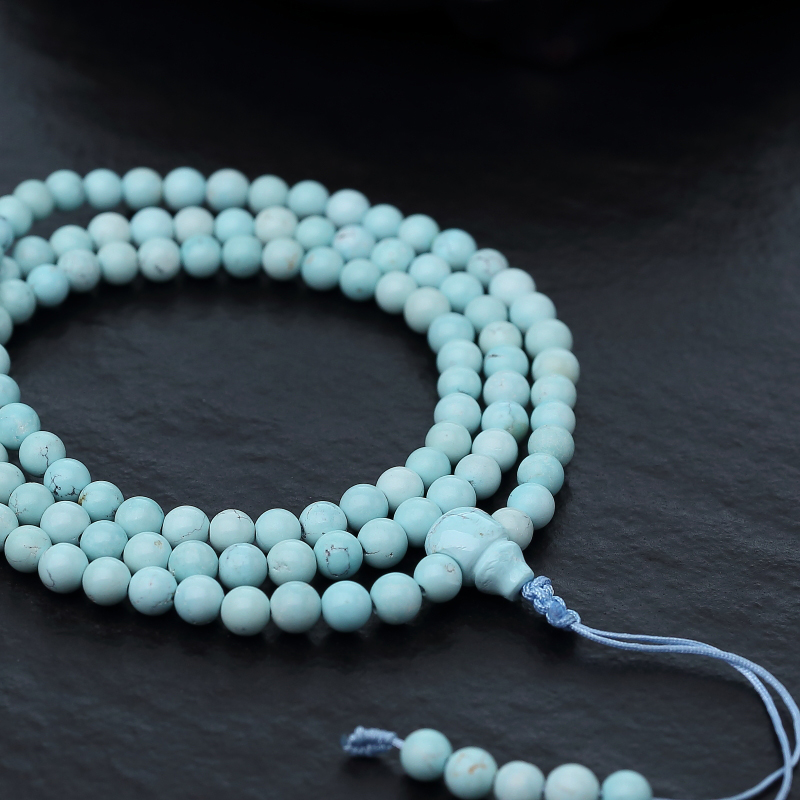 中高瓷铁线浅蓝绿松石长链-红掌柜