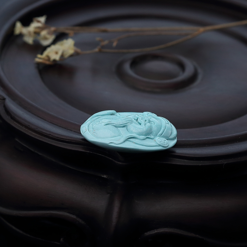 湖北天然高瓷蓝绿绿松石吊坠-红掌柜