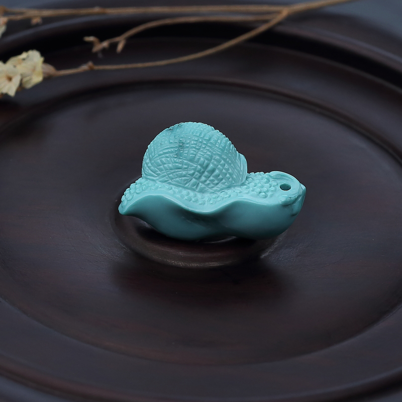 湖北高瓷铁线蓝绿松石安居乐业吊坠-红掌柜