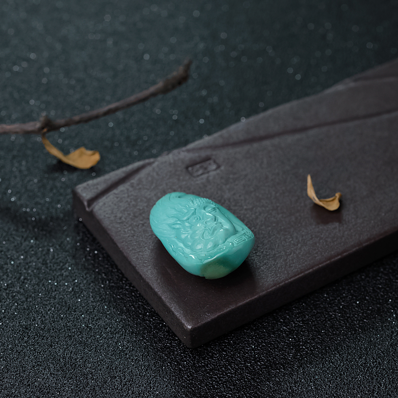 高瓷蓝绿绿松石吊坠-红掌柜