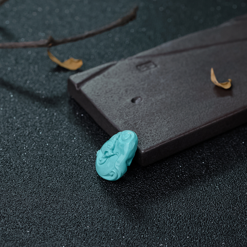 蓝绿松石仿古龙吊坠-红掌柜