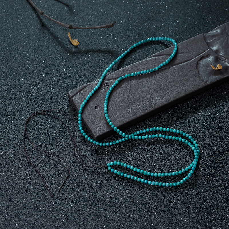 高瓷铁线蔚蓝绿松石珠链-红掌柜