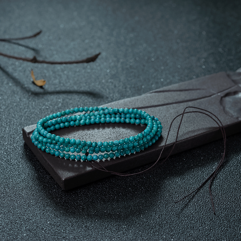 高瓷蔚蓝绿松石珠链-红掌柜