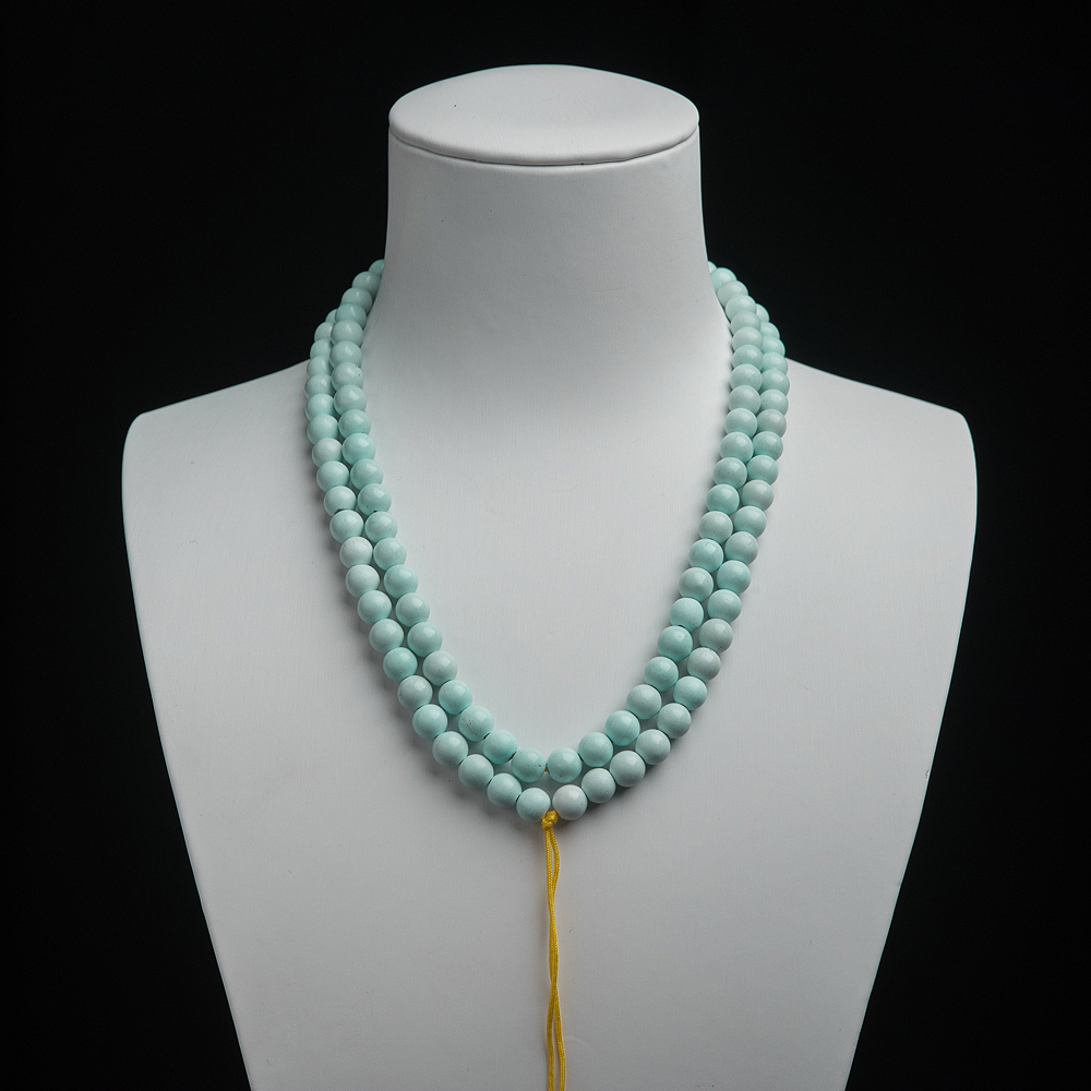 6mm中高瓷浅蓝绿松石珠链-红掌柜