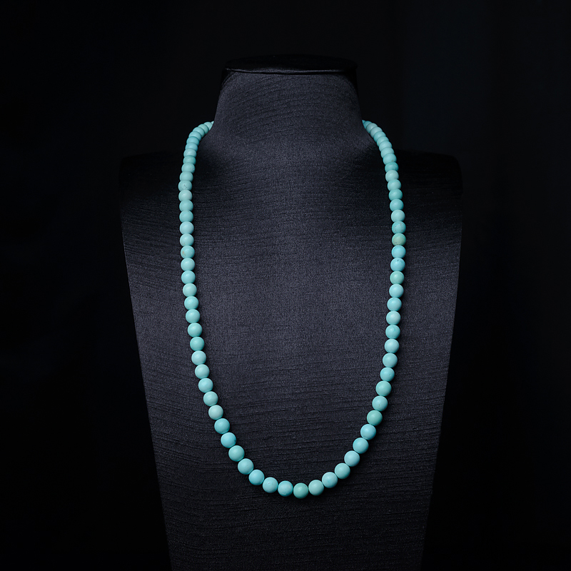 8mm中高瓷蓝绿松石108佛珠-红掌柜