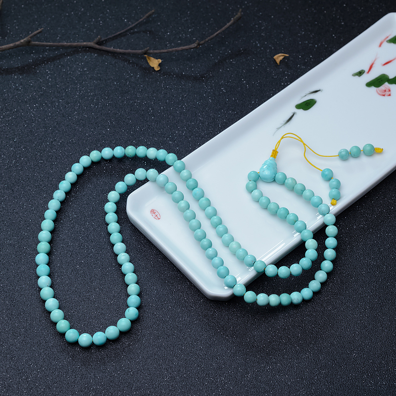 中高瓷蓝绿松石108佛珠-红掌柜