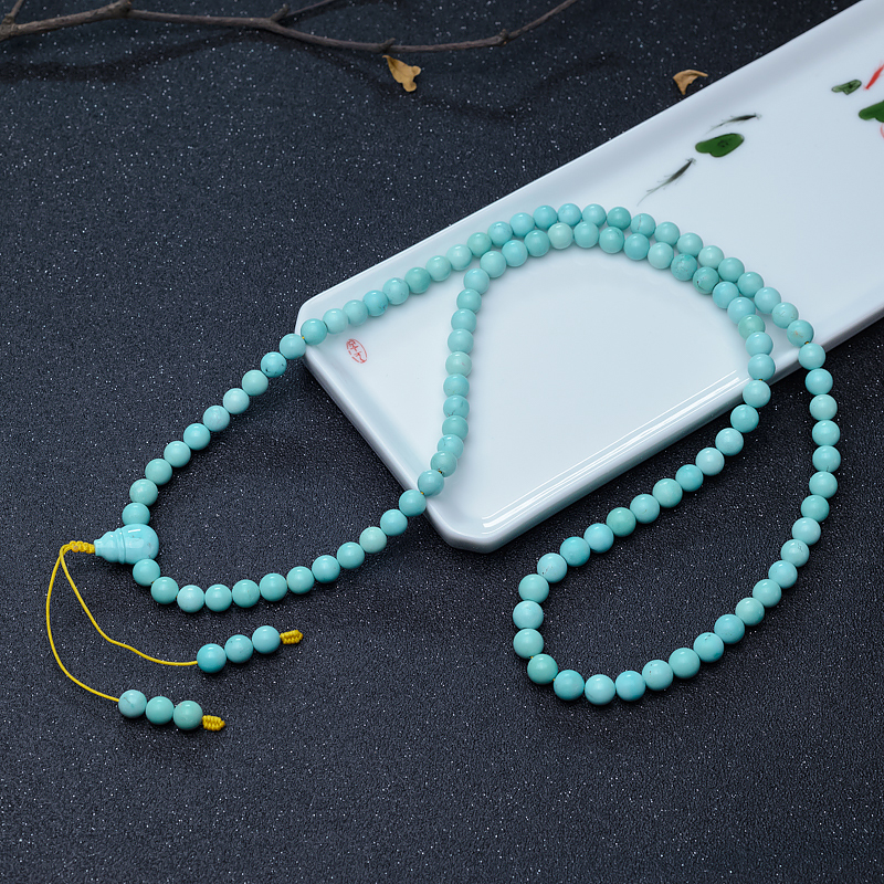 8mm蓝绿松石108佛珠-红掌柜