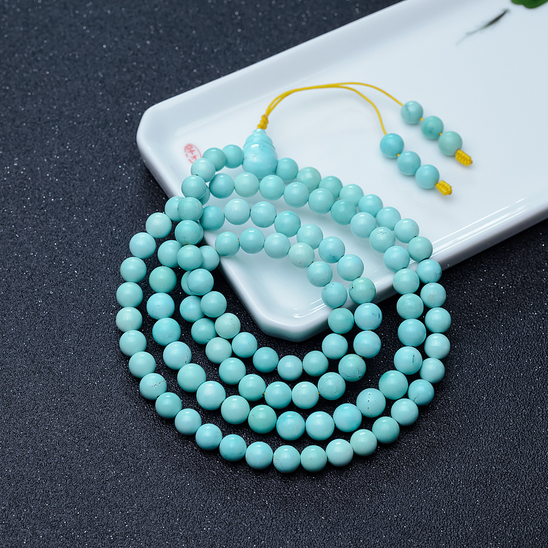 中高瓷绿松石108佛珠-红掌柜