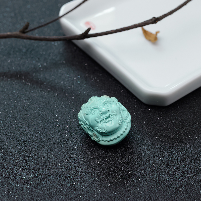 高瓷蓝绿绿松石吊坠-红掌柜