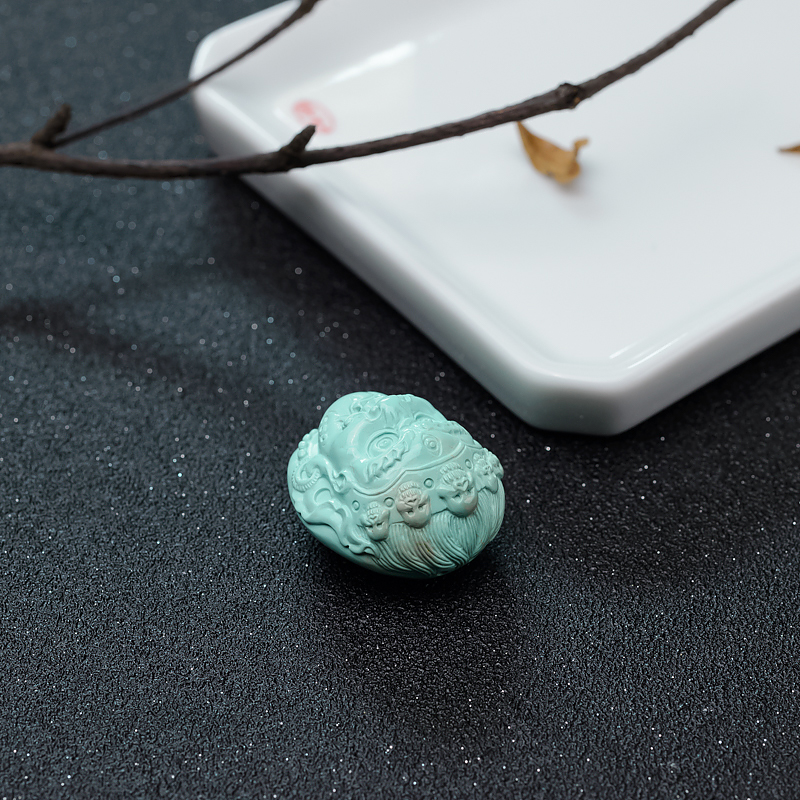 高瓷蓝绿绿松石大黑天-红掌柜