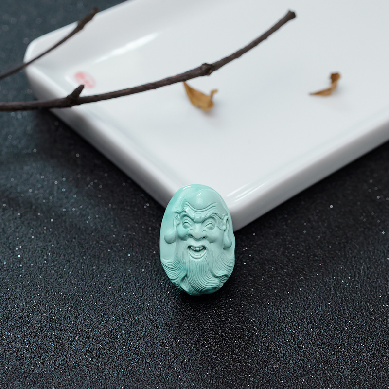 高瓷浅蓝绿松石寿星吊坠-红掌柜