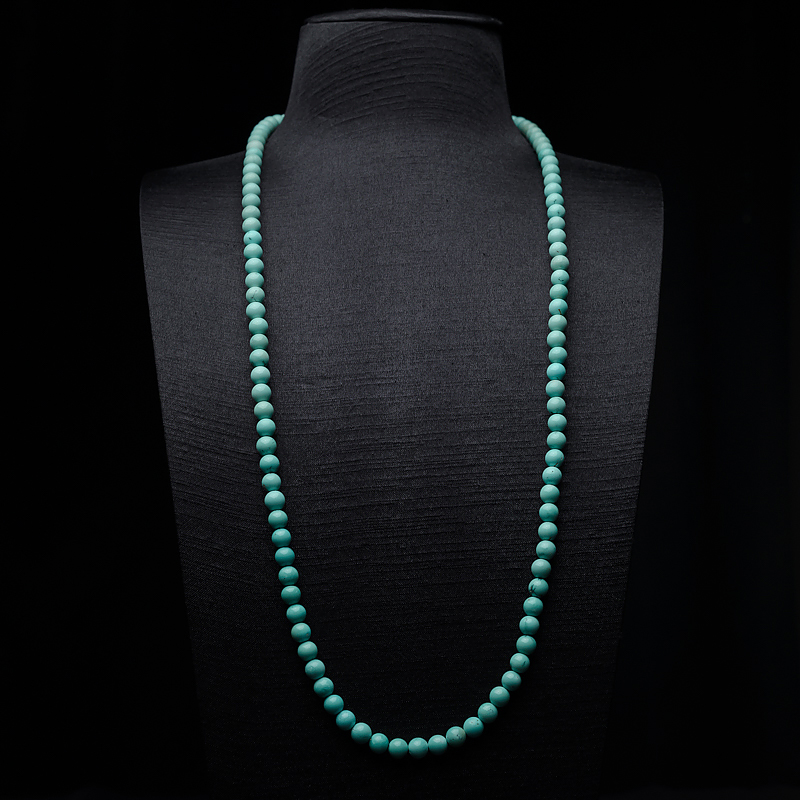 7mm高瓷铁线蓝绿绿松石长链-红掌柜
