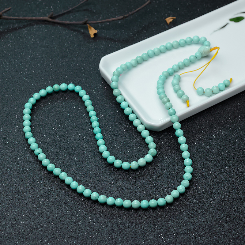 铁线蓝绿绿松石长链-红掌柜