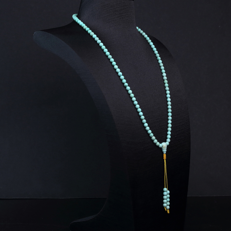 天然高瓷铁线蓝绿绿松石长链-红掌柜