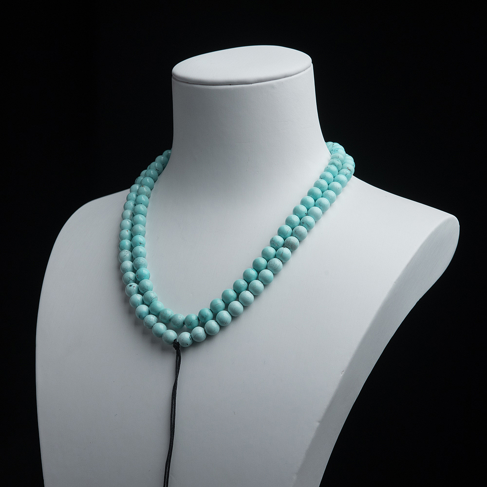 中高瓷铁线浅蓝绿松石珠链-红掌柜