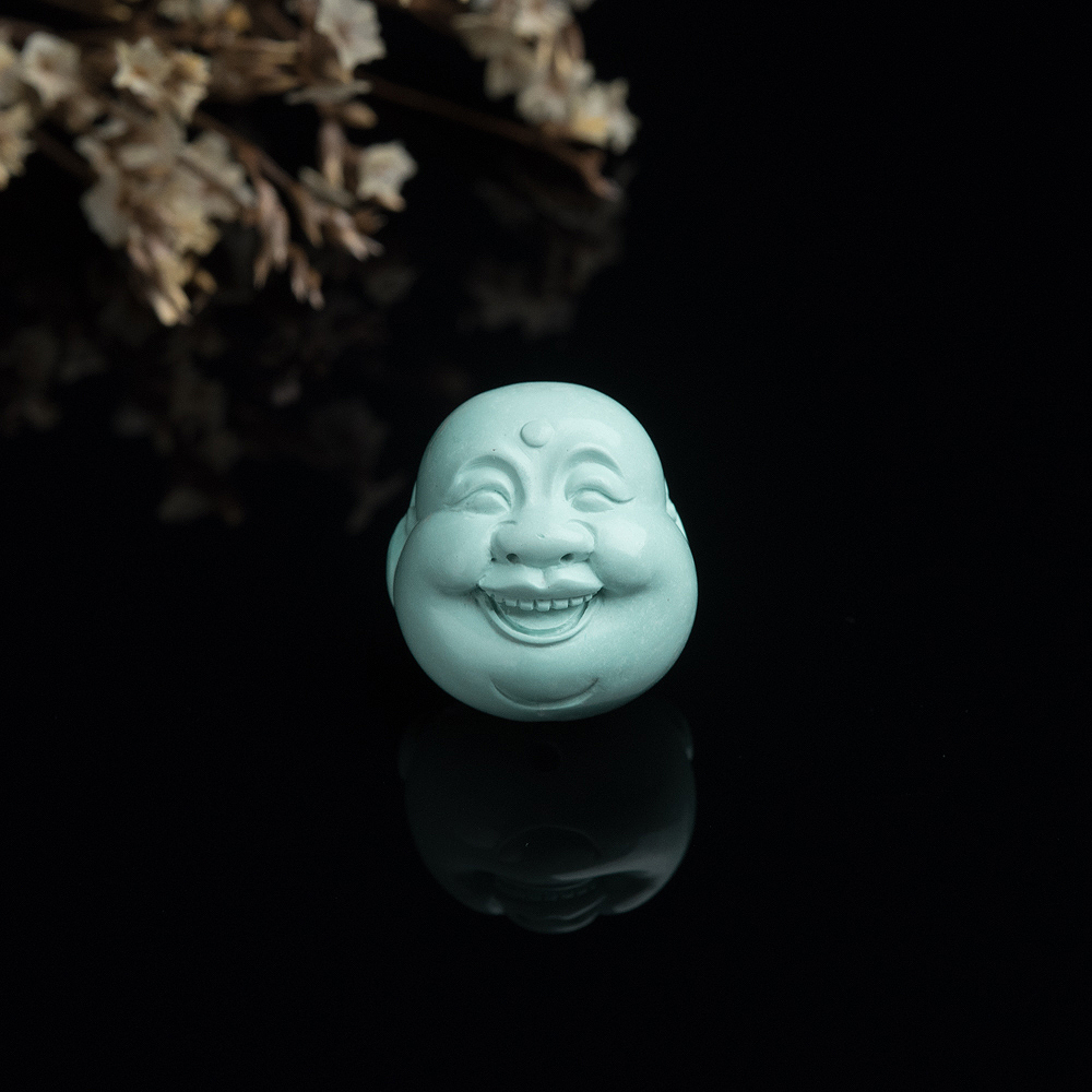 中高瓷浅蓝绿松石佛头背云-红掌柜