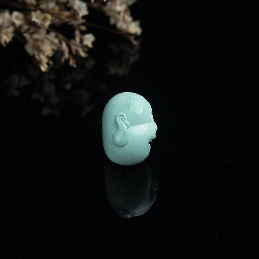 天然浅蓝绿松石佛头背云-红掌柜