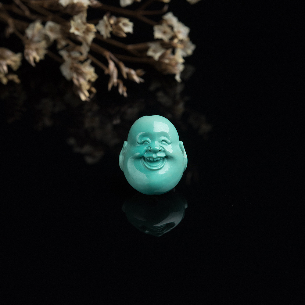 中高瓷浅蓝绿绿松石佛头背云-红掌柜