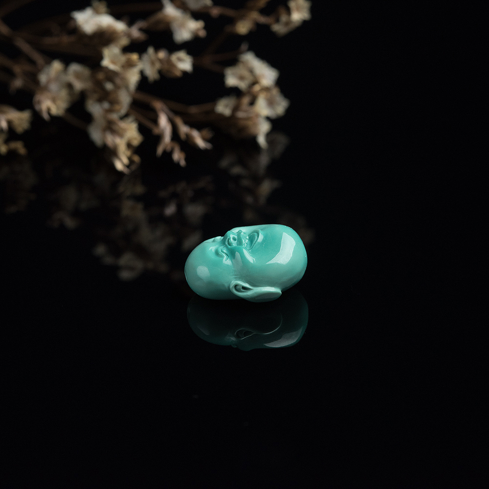 天然绿松石佛头背云-红掌柜