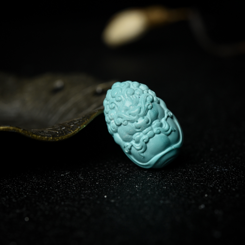 天然绿松石达摩吊坠-红掌柜