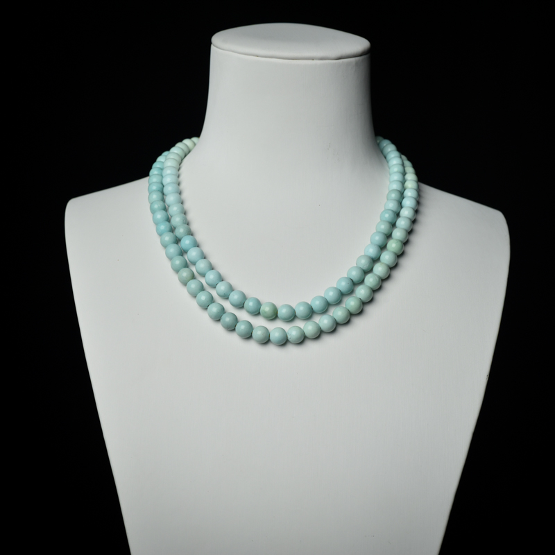 6mm中高瓷浅蓝绿松石配链-红掌柜