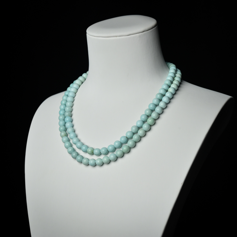 天然6mm中高瓷浅蓝绿松石配链-红掌柜