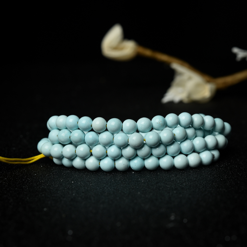 6.5mm天然浅蓝绿松石配链-红掌柜