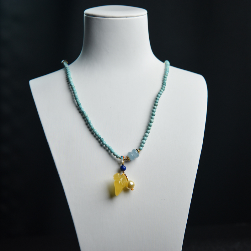 3.5mm中高瓷铁线蓝绿绿松石多圈手串-红掌柜