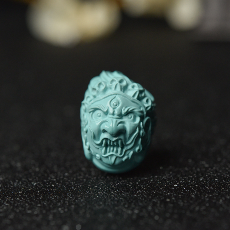 湖北绿松石大黑天吊坠-红掌柜