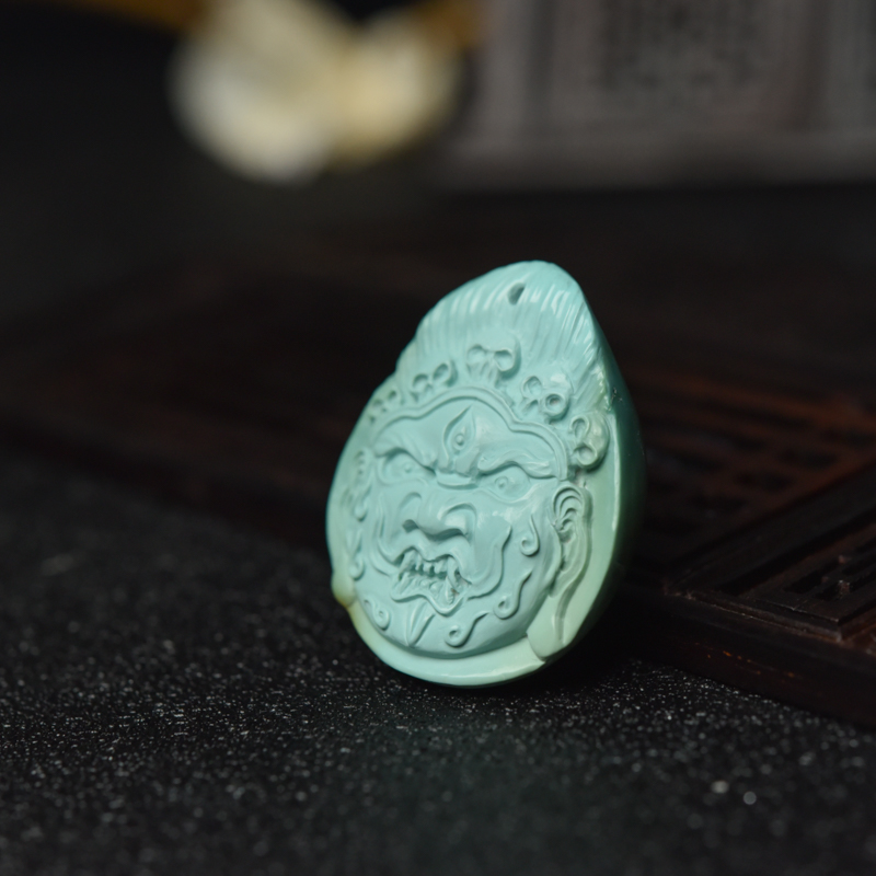 高瓷蓝绿绿松石吊坠-红掌柜