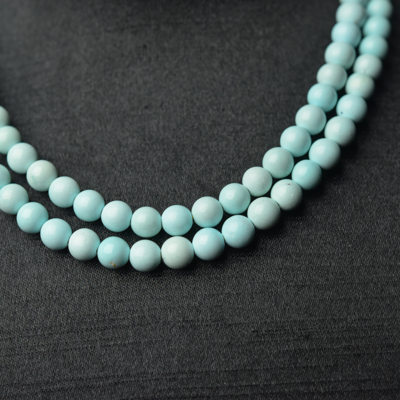 6mm天然浅蓝绿松石珠链-红掌柜