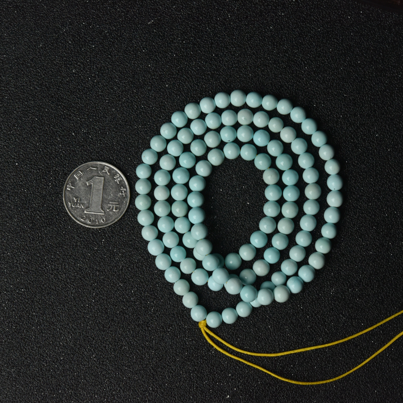 6mm高瓷浅蓝绿松石珠链-红掌柜