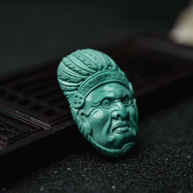 绿色绿松石印度安人吊坠-红掌柜