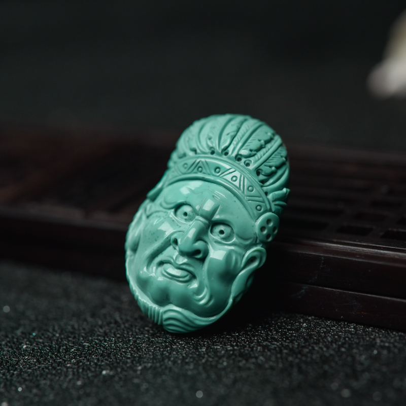 高瓷铁线绿松石印度安人吊坠-红掌柜