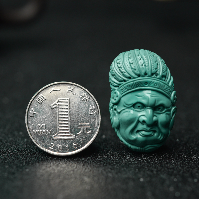 湖北天然绿松石印度安人吊坠-红掌柜