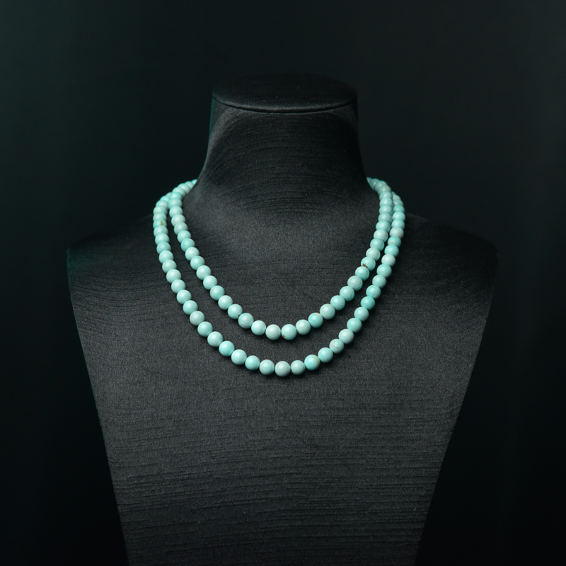 6.5mm高瓷铁线蓝绿绿松石长链-红掌柜